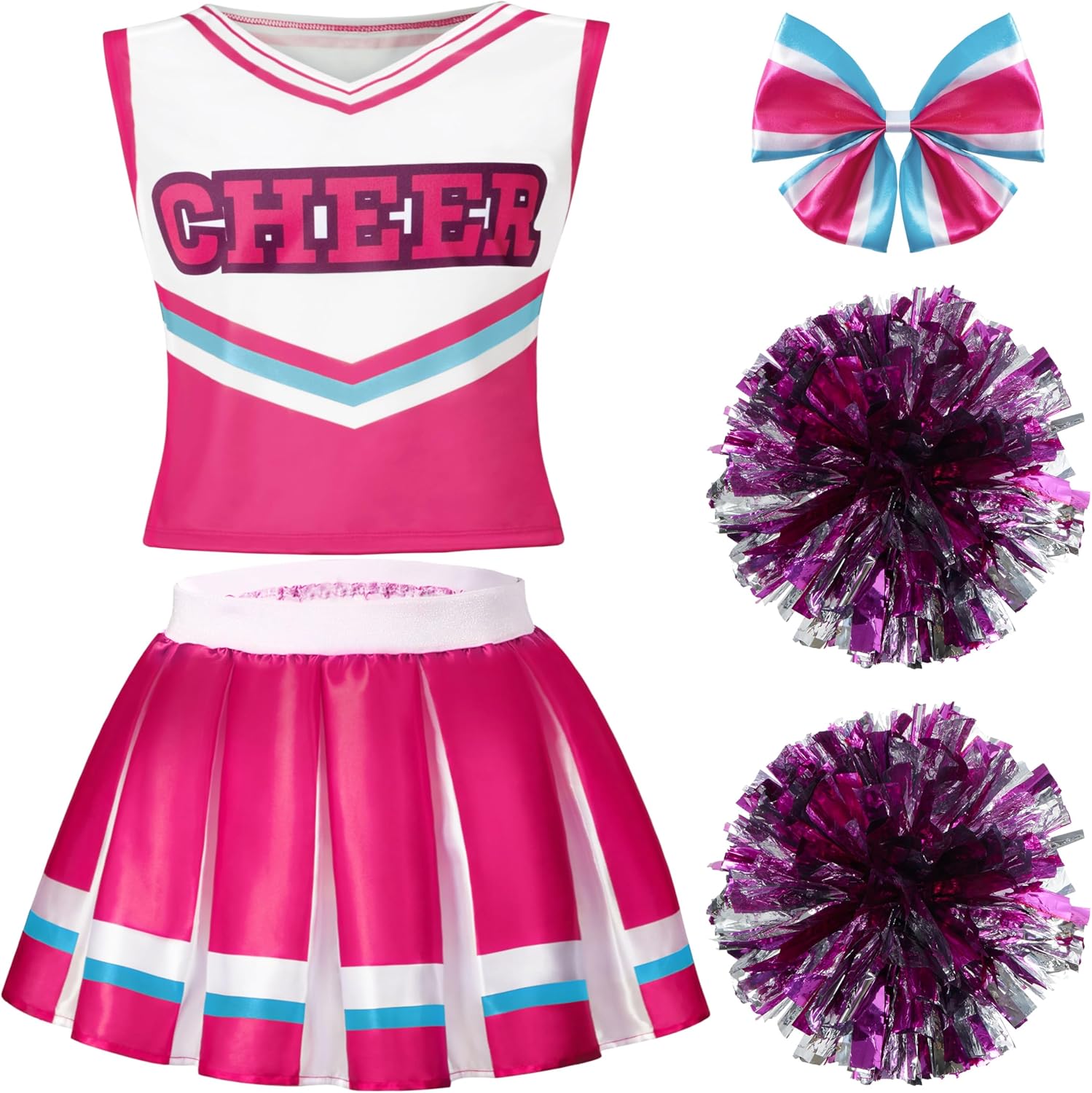 Halloween Girl Cheerleader Costume, Cheer Uniform Set, Cheerleading Outfit for Halloween Dressup Party