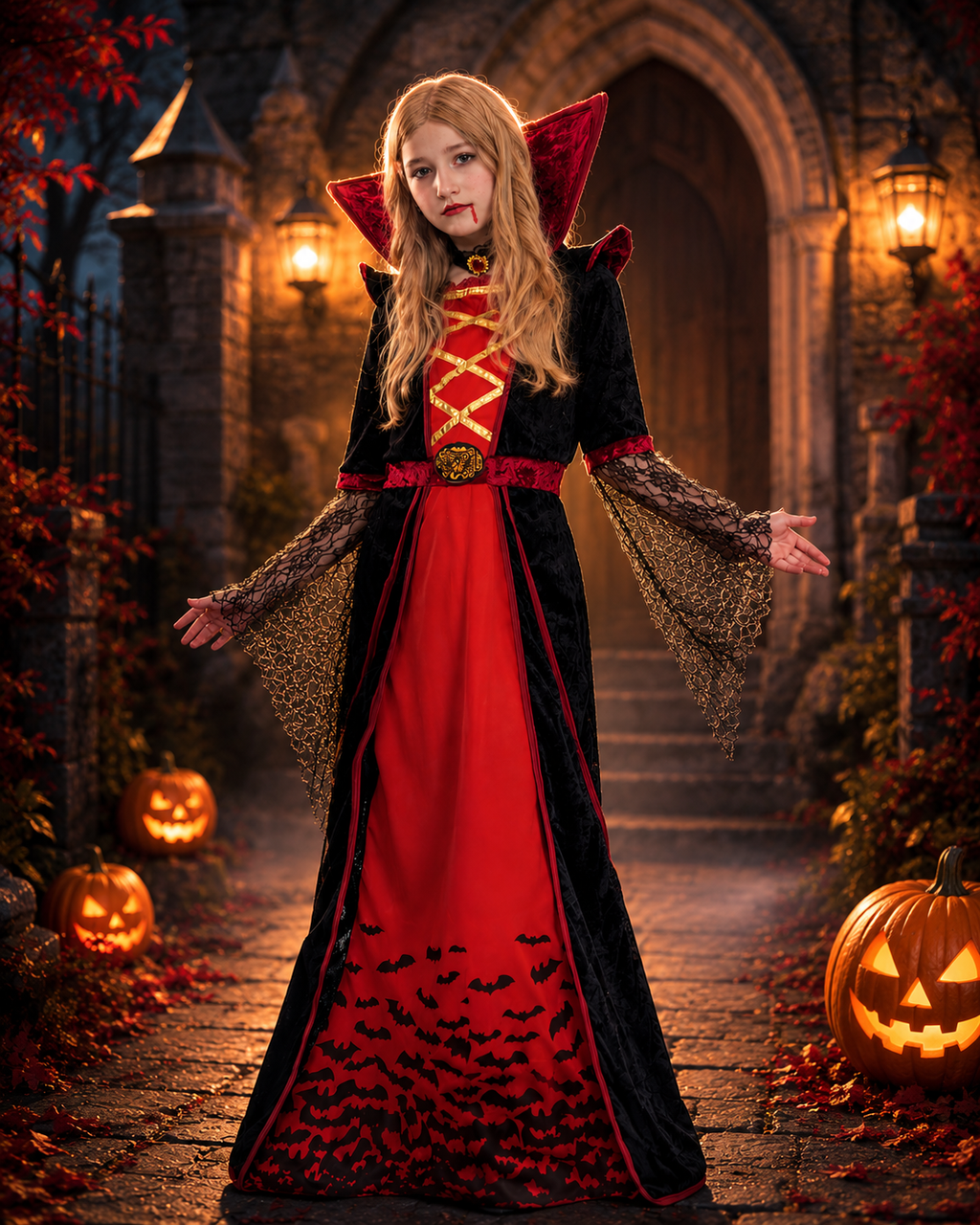 Kids gothic vampiress costume