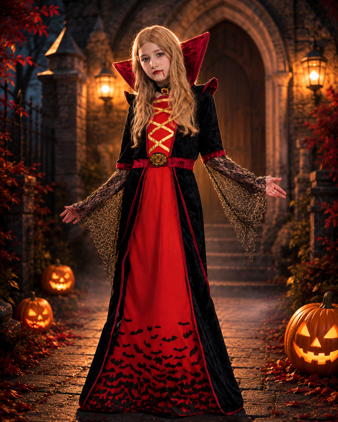 Kids gothic vampiress costume