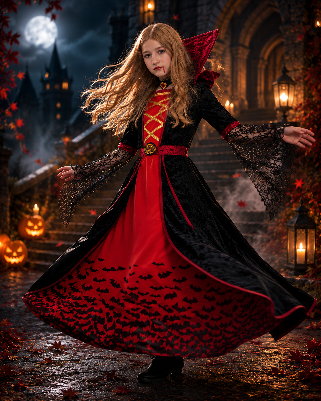 Kids Victorian vampire dress costume