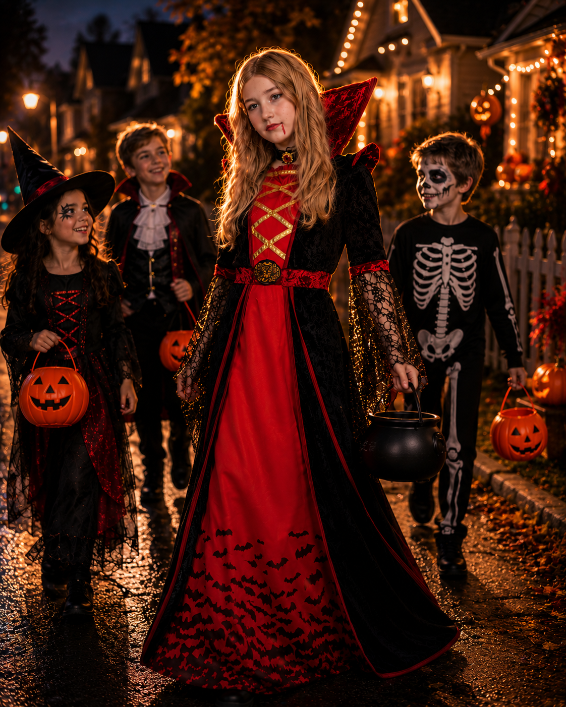 Kids vampiress costume dress detail