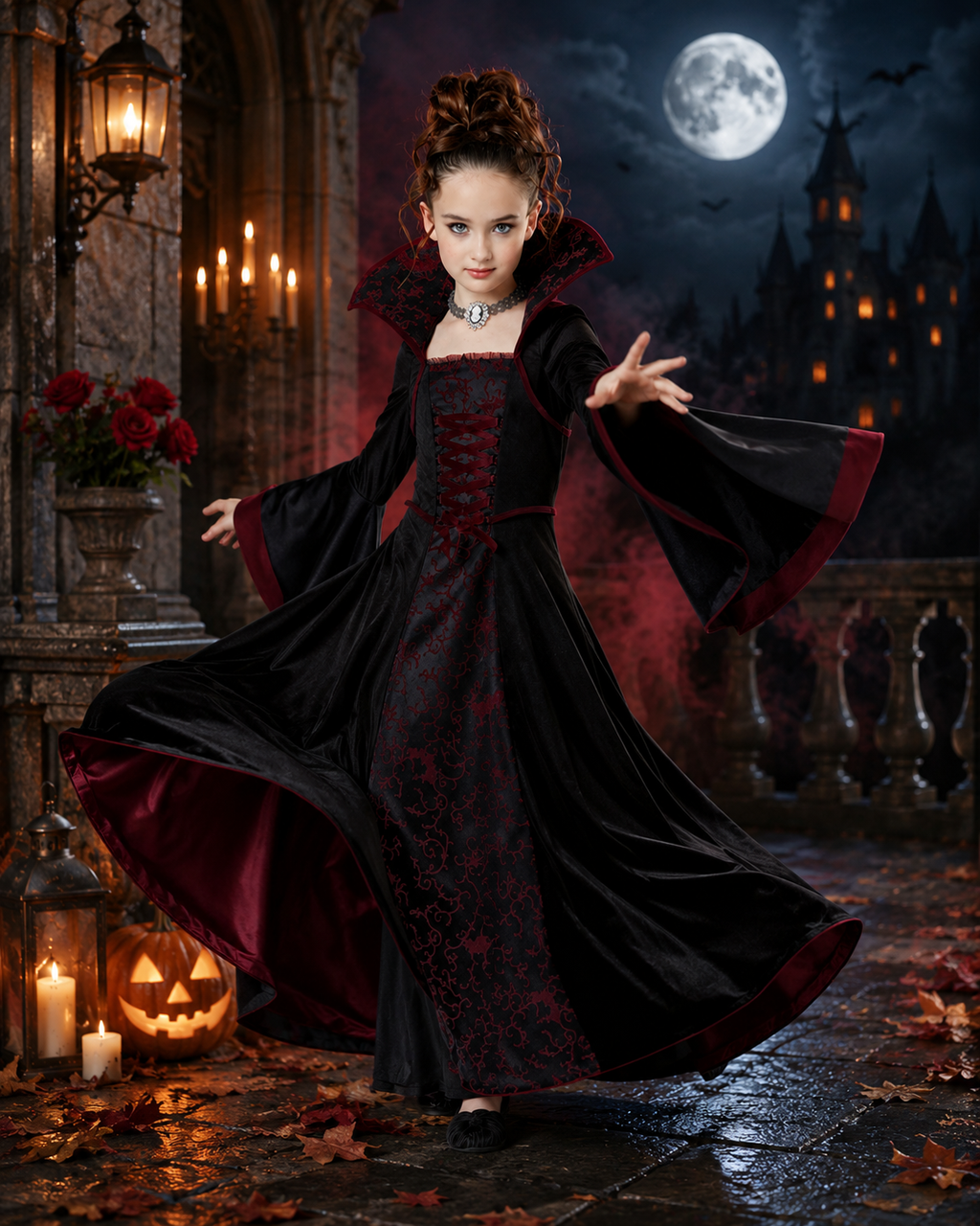 Kids royal vampire costume back view