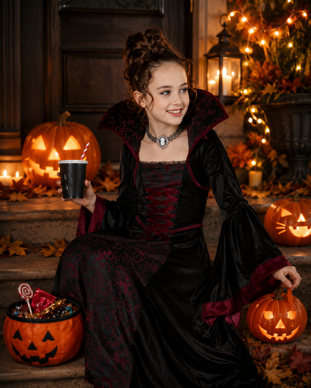 Kids vampire dress costume front view