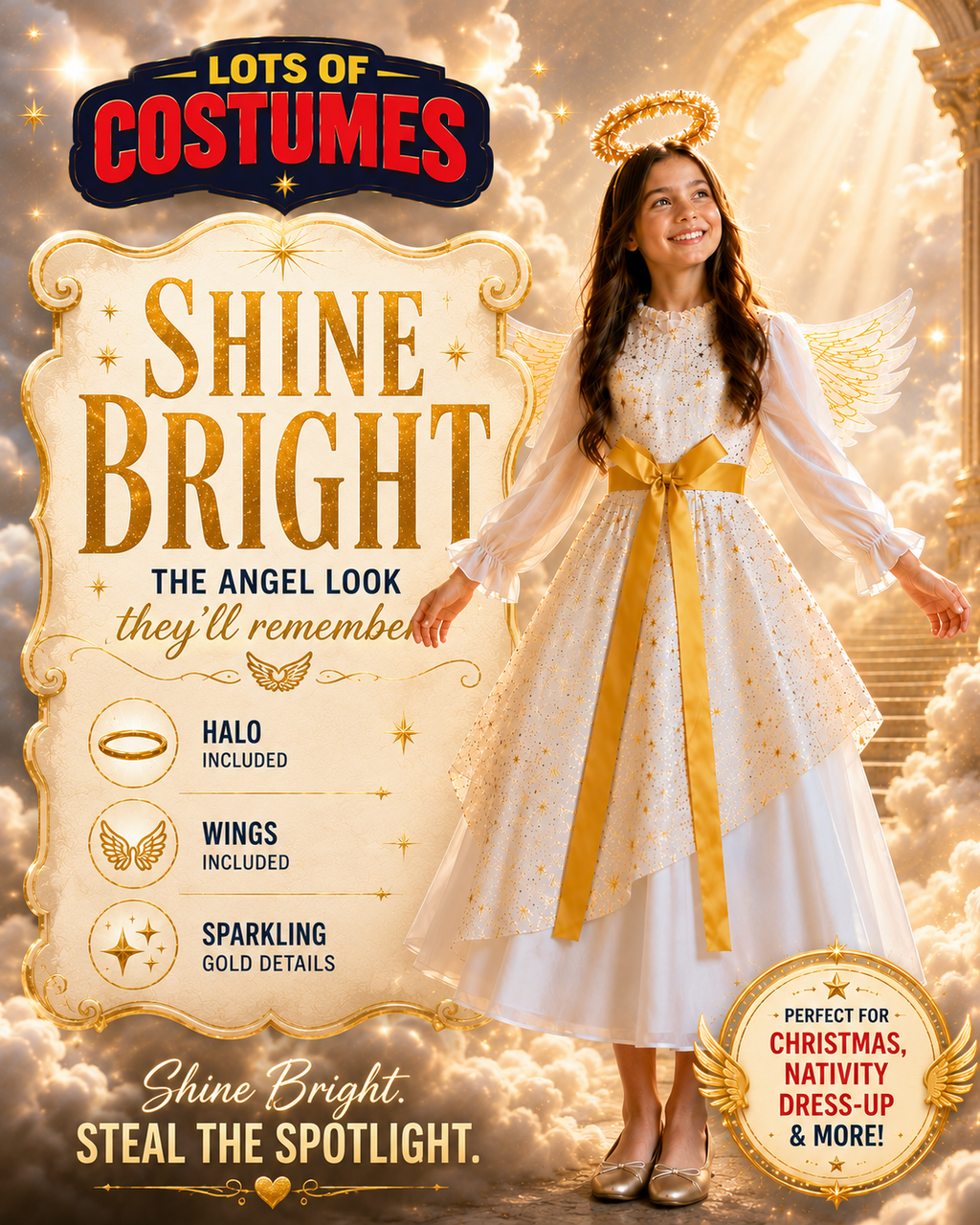 Kids angel costume size guide