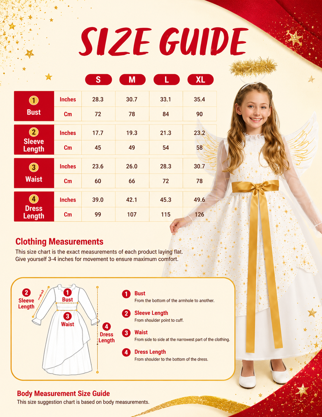 Kids gold angel costume accessories