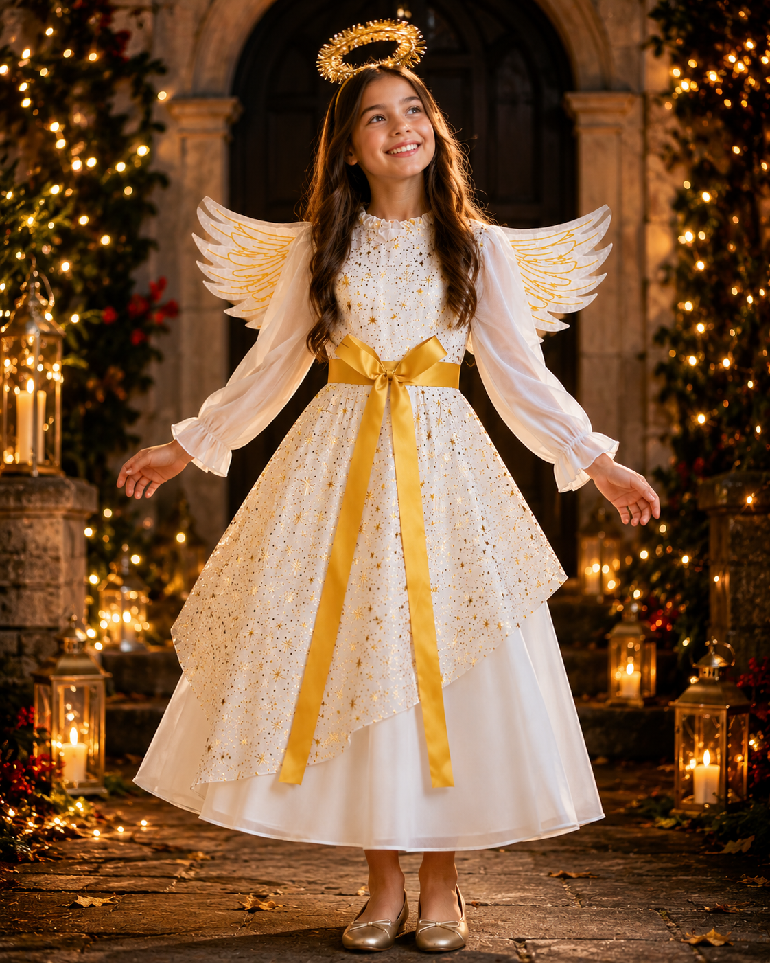 Kids gold angel costume set