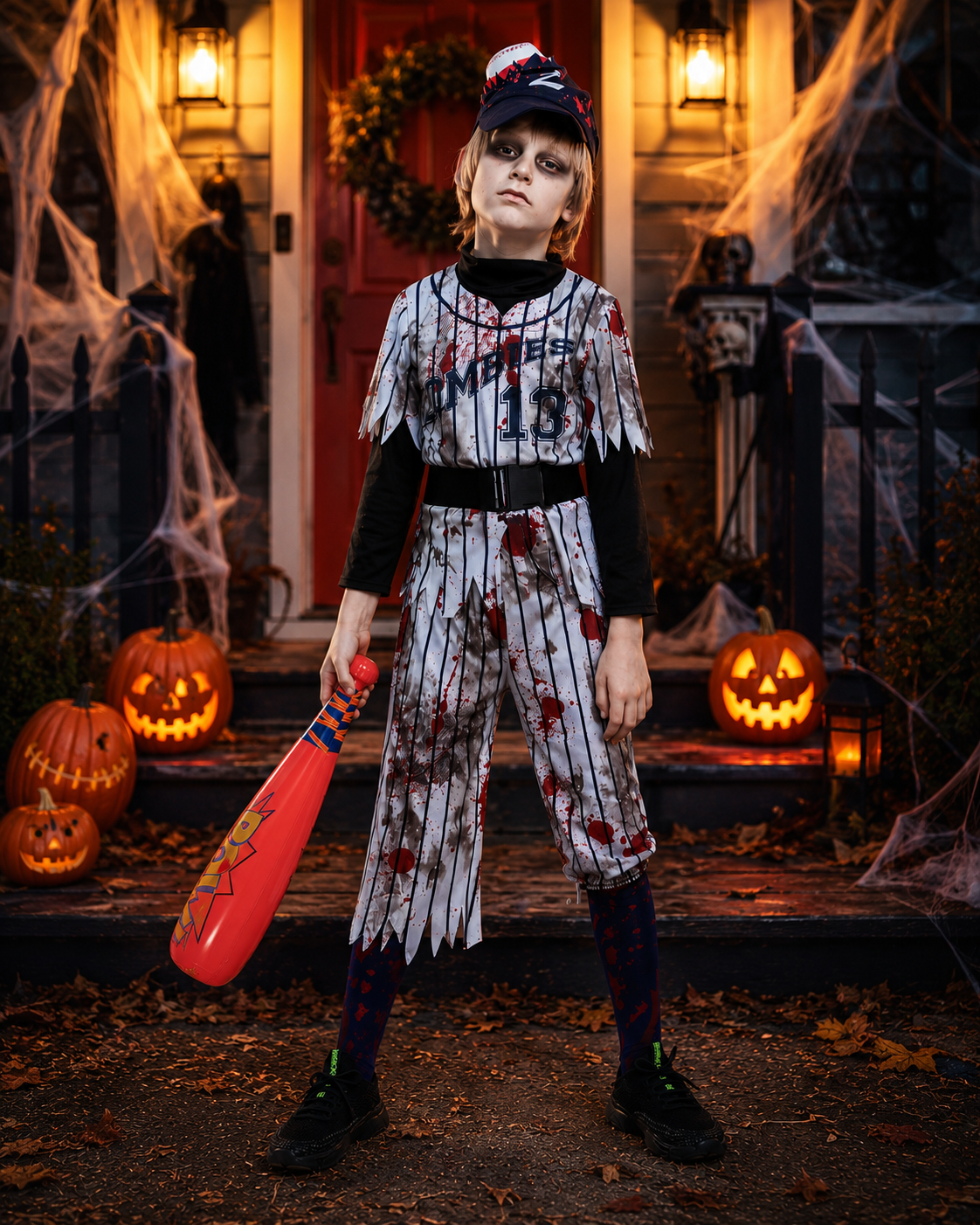 Kids zombie baseball player costume