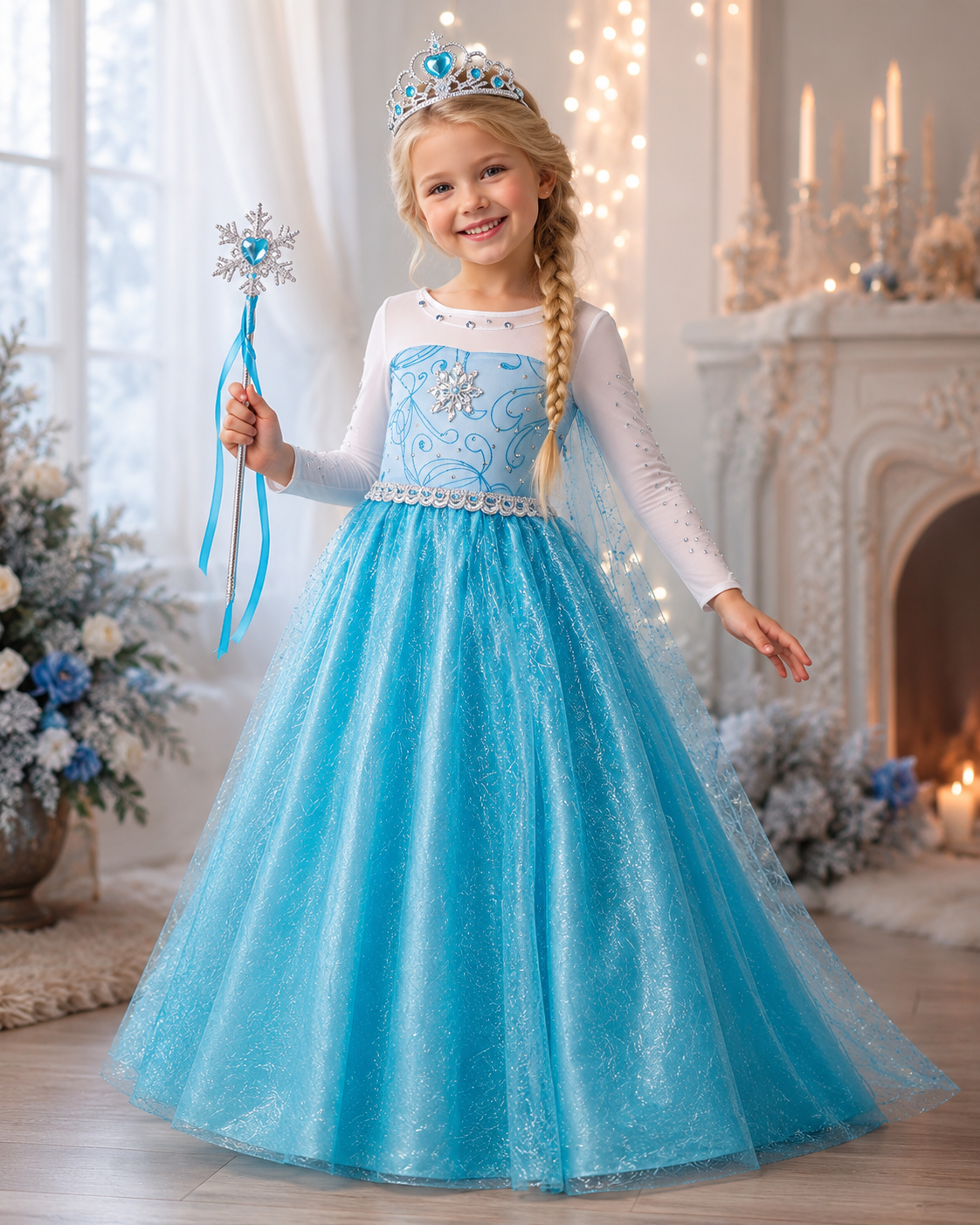 Kids blue princess costume set