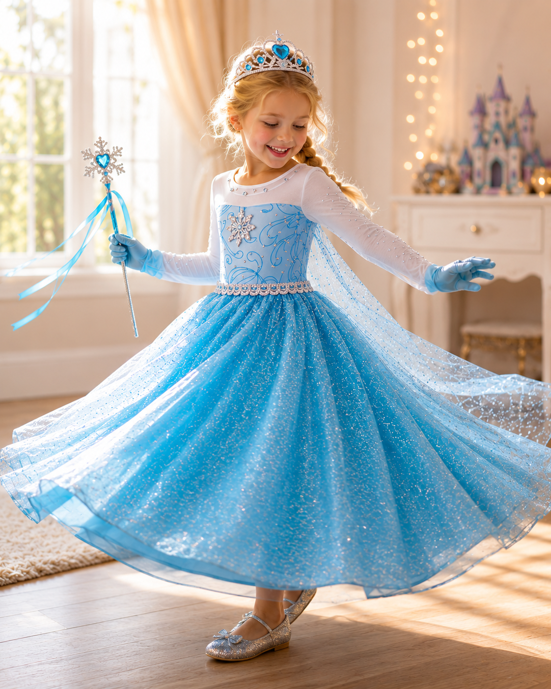 Kids blue princess dress costume