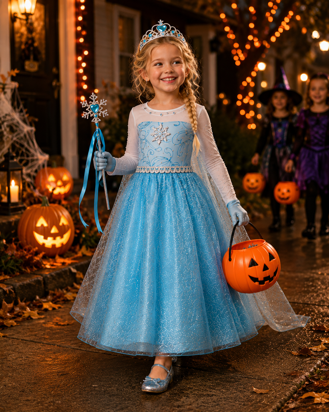 Kids blue princess costume detail