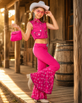 Kids pink disco cowgirl costume set
