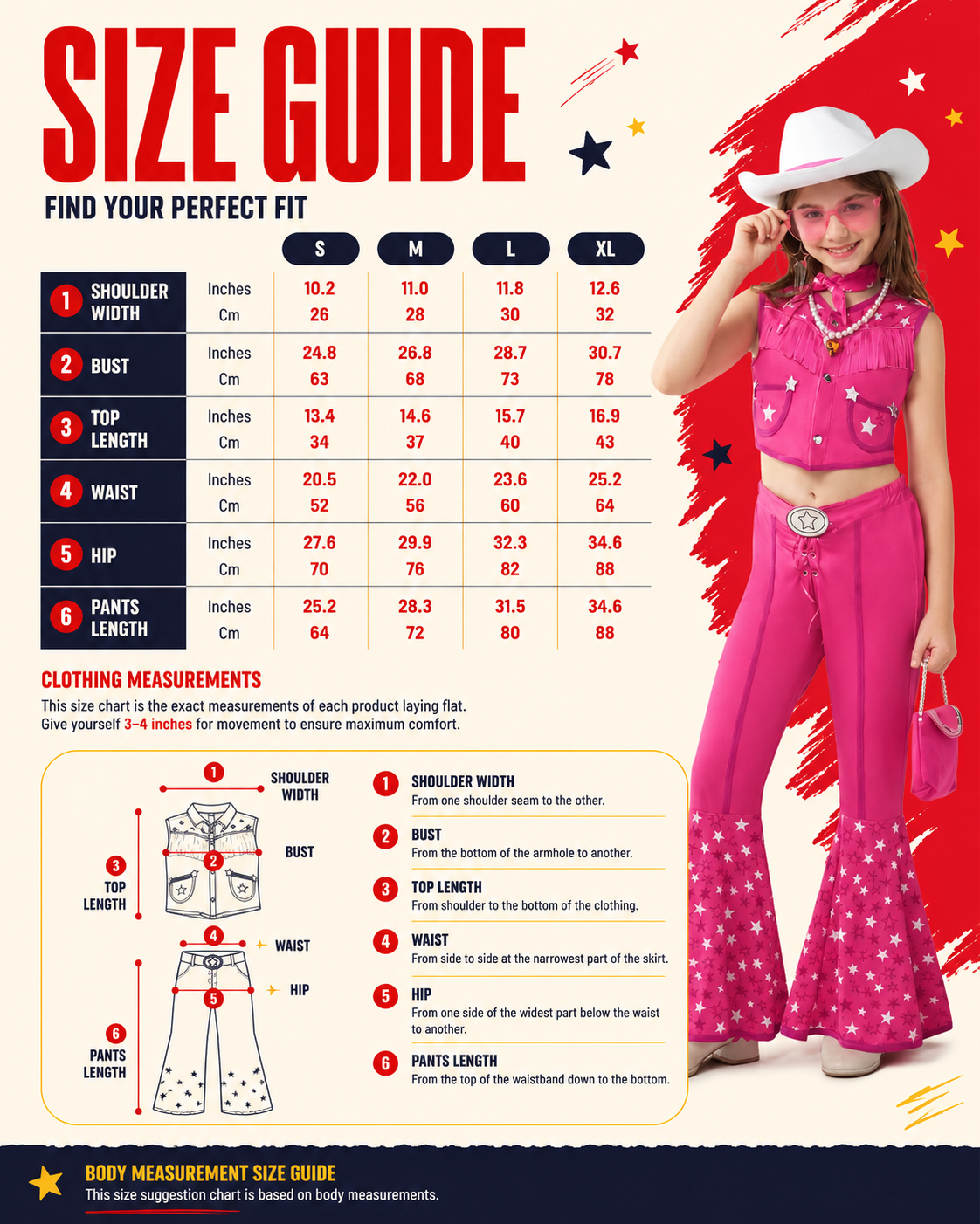 Kids Halloween cowgirl disco costume set