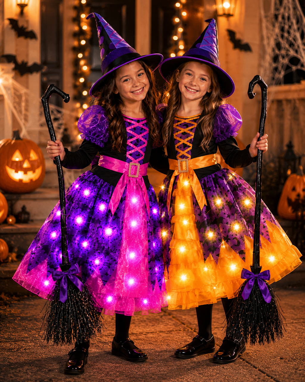 Kids light-up bat witch tutu costume set