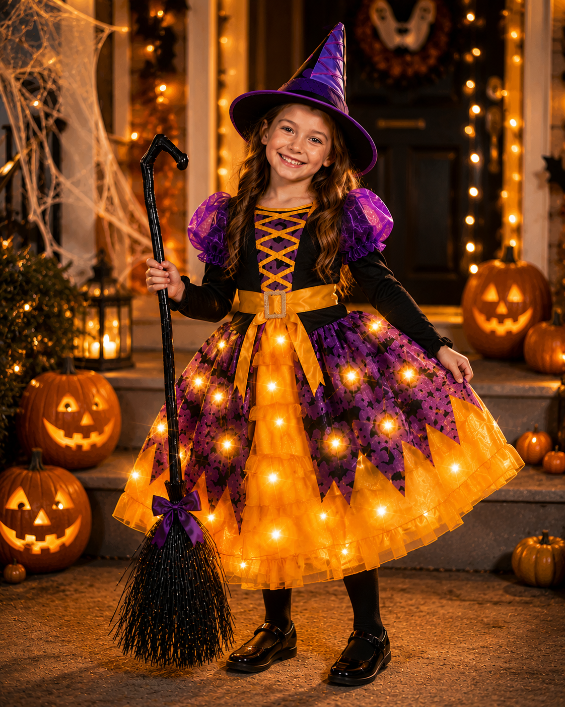 Pink kids light-up bat witch tutu costume