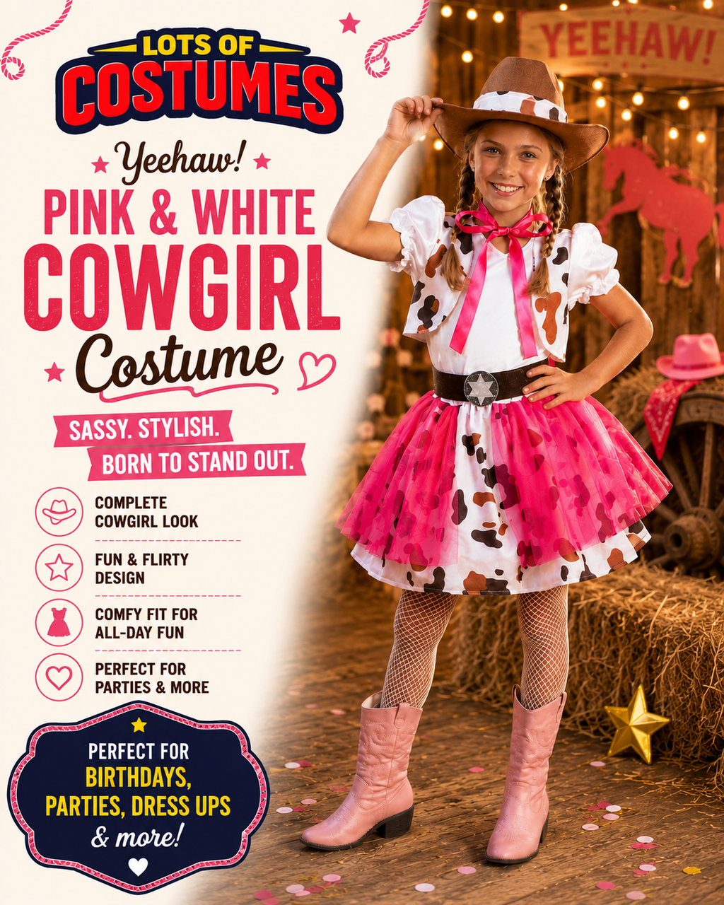 Kids cowgirl costume size guide
