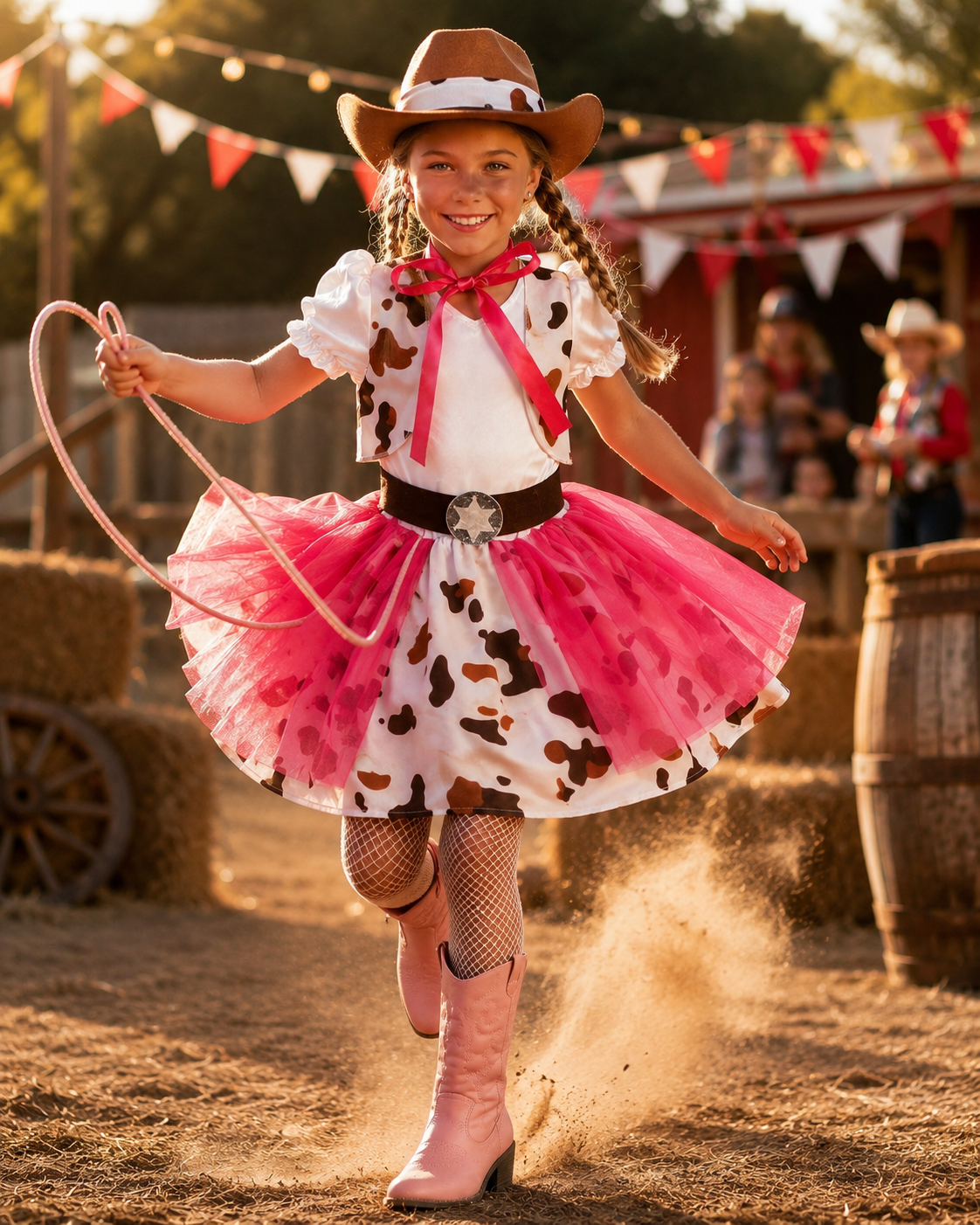 Kids cowgirl costume dress and hat