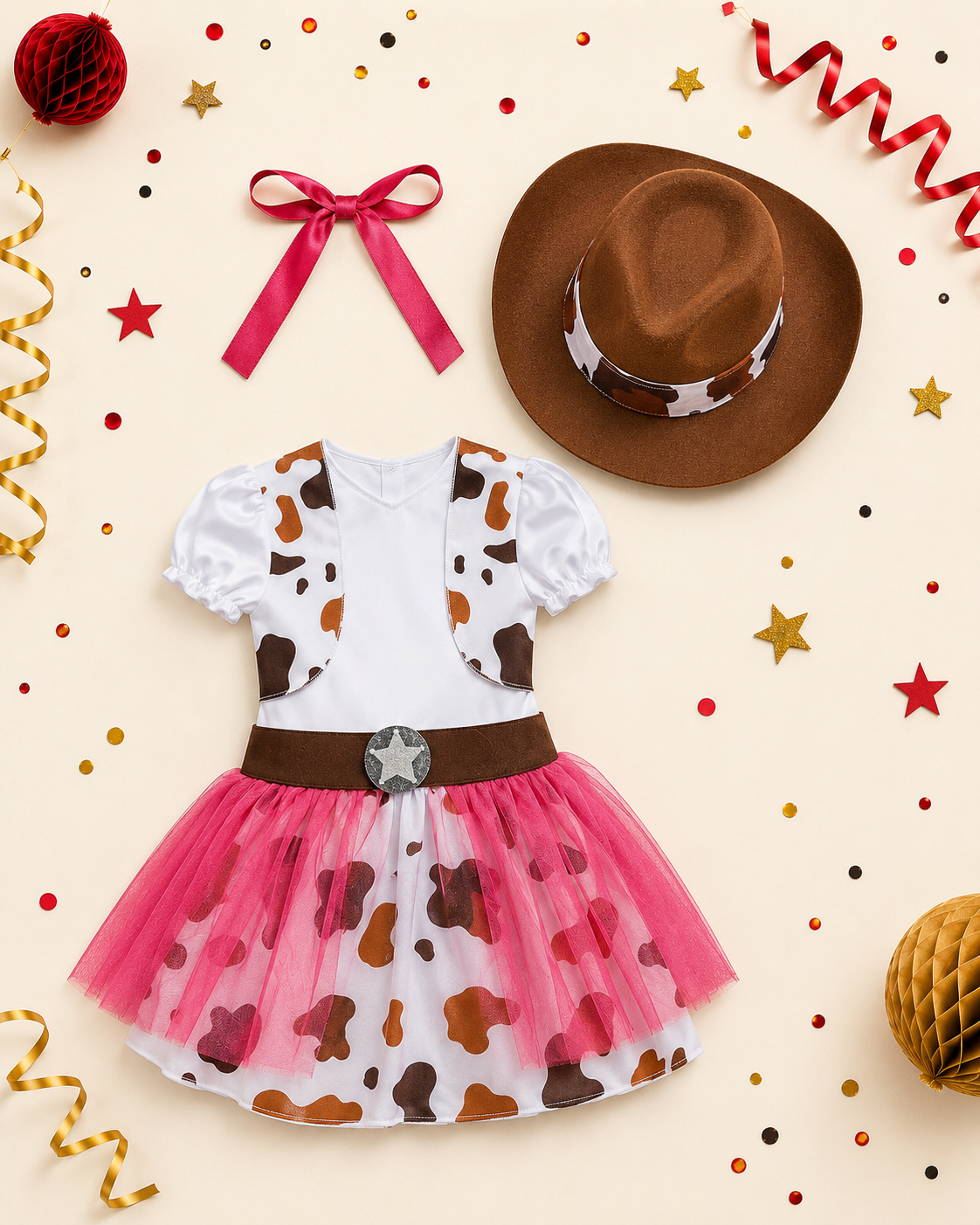Kids pink and white cowgirl costume accessories