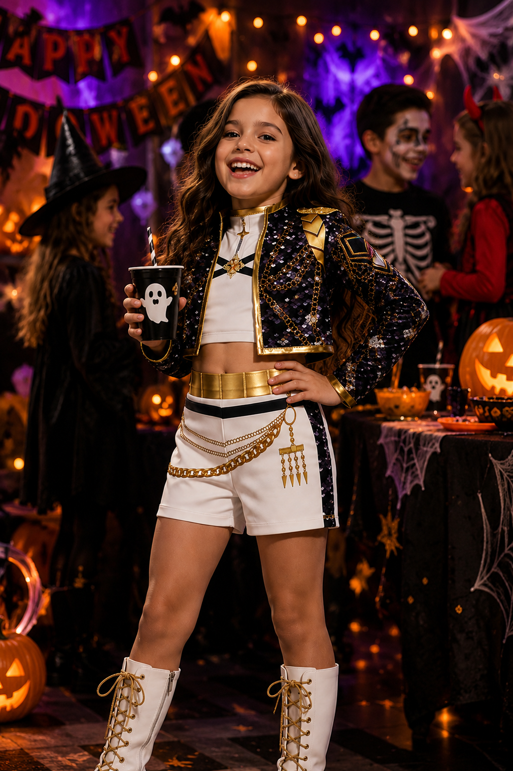 Kids black performance outfit front view