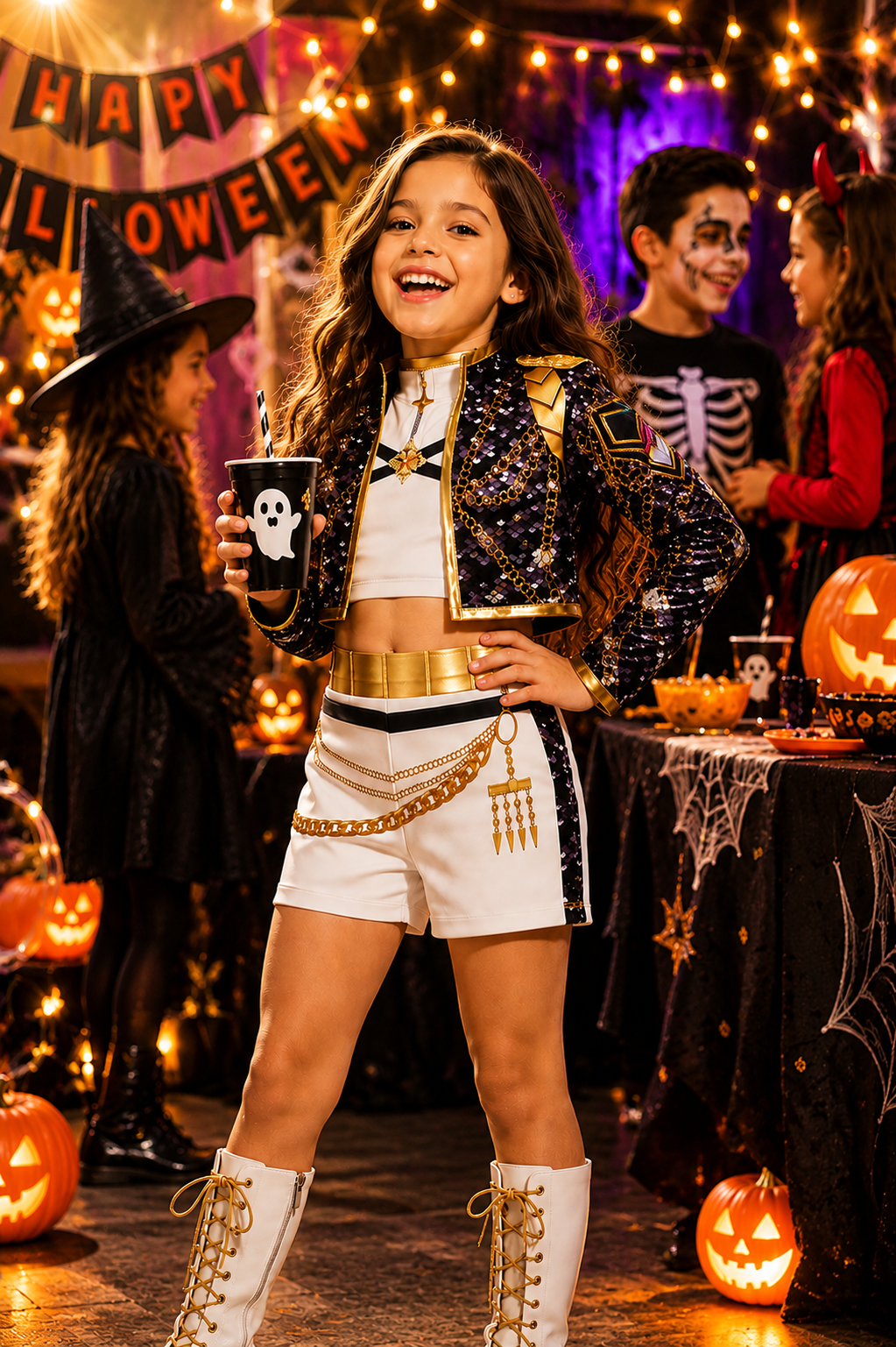 Kids black stage performance outfit set