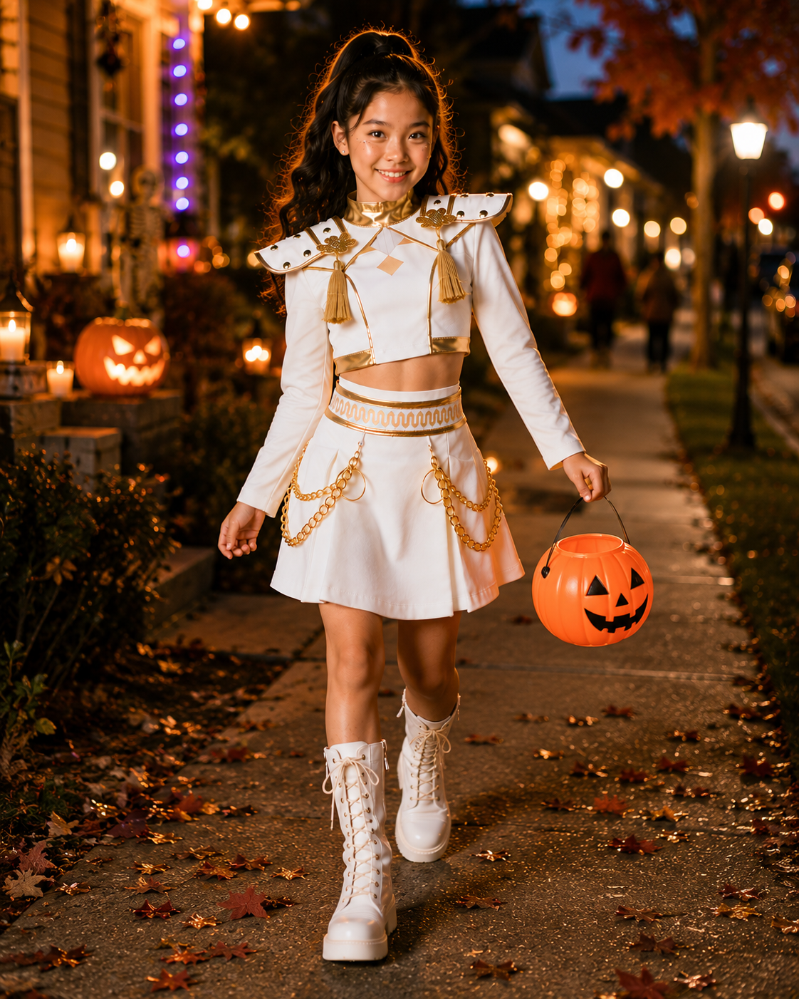 Kids white stage outfit front view