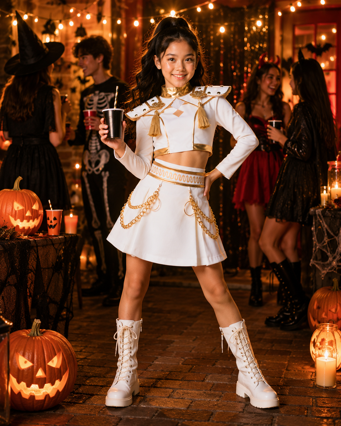 Kids white dance performance outfit