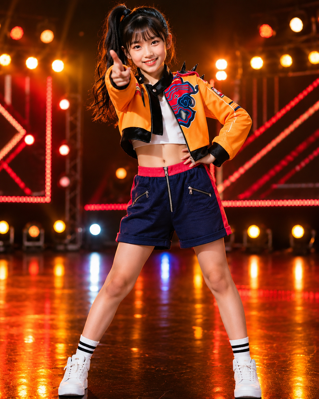 Kids yellow stage outfit jacket and shorts