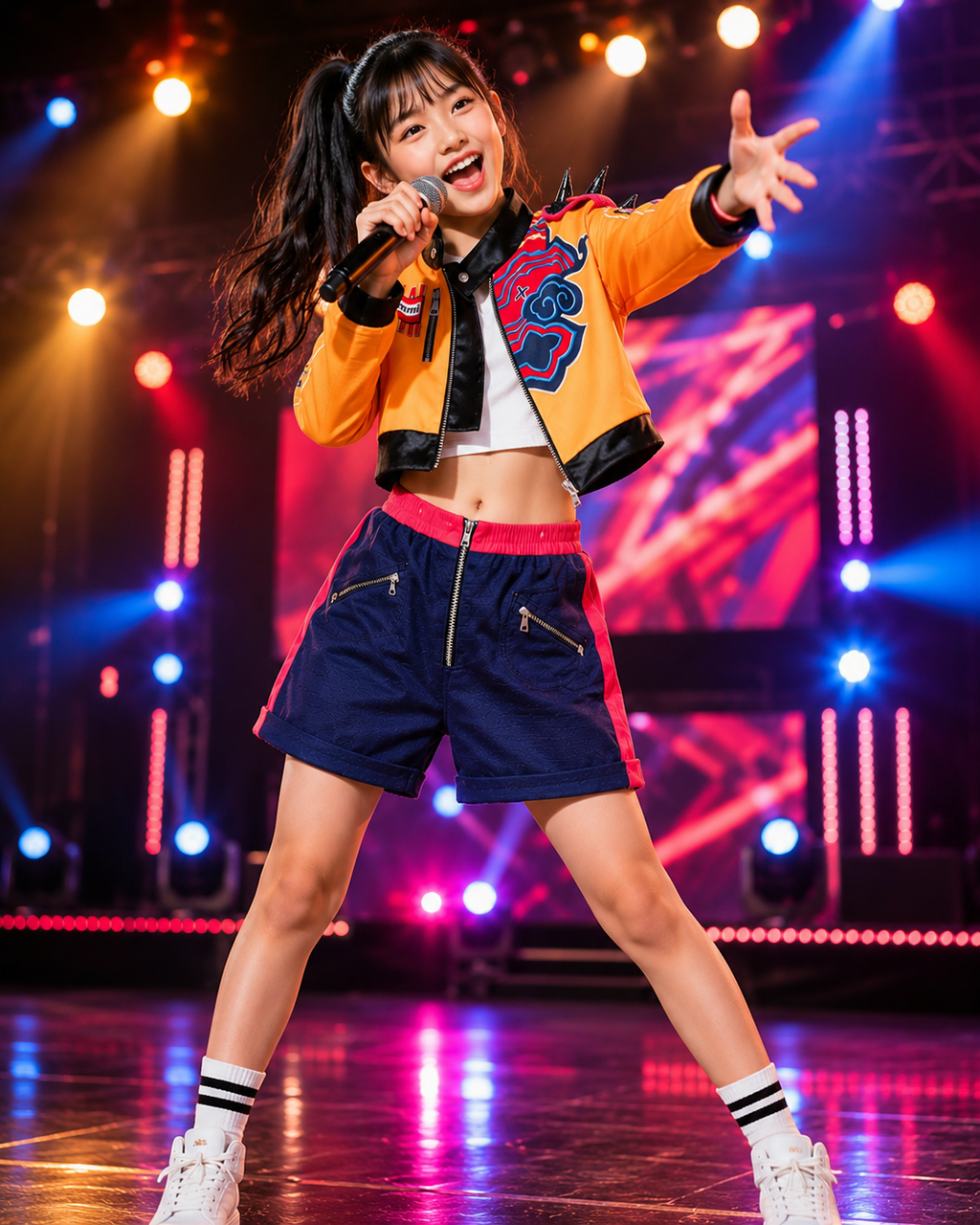 Kids yellow stage performance outfit set