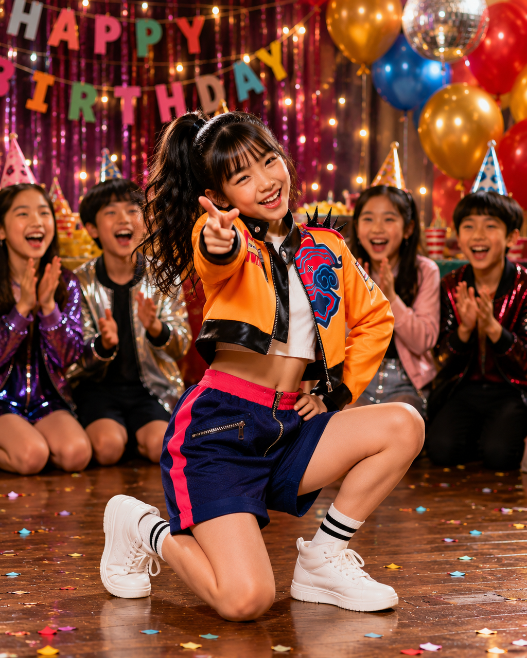 Kids yellow stage outfit detail