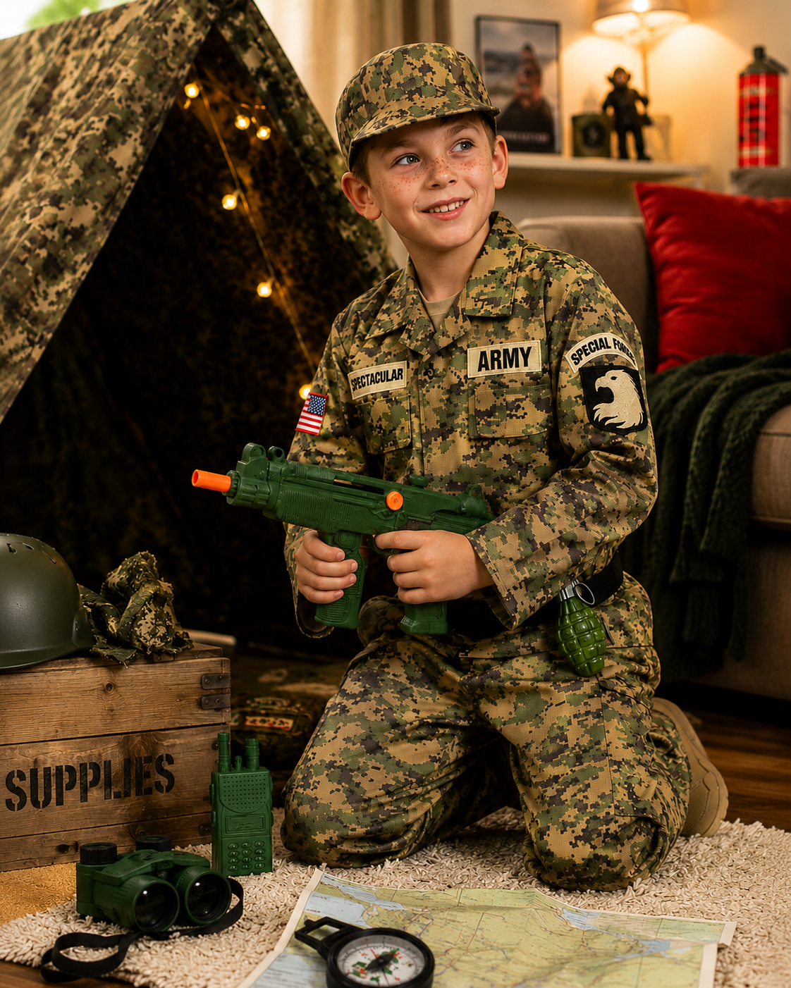 Kids Military Soldier Costume Set with Accessories
