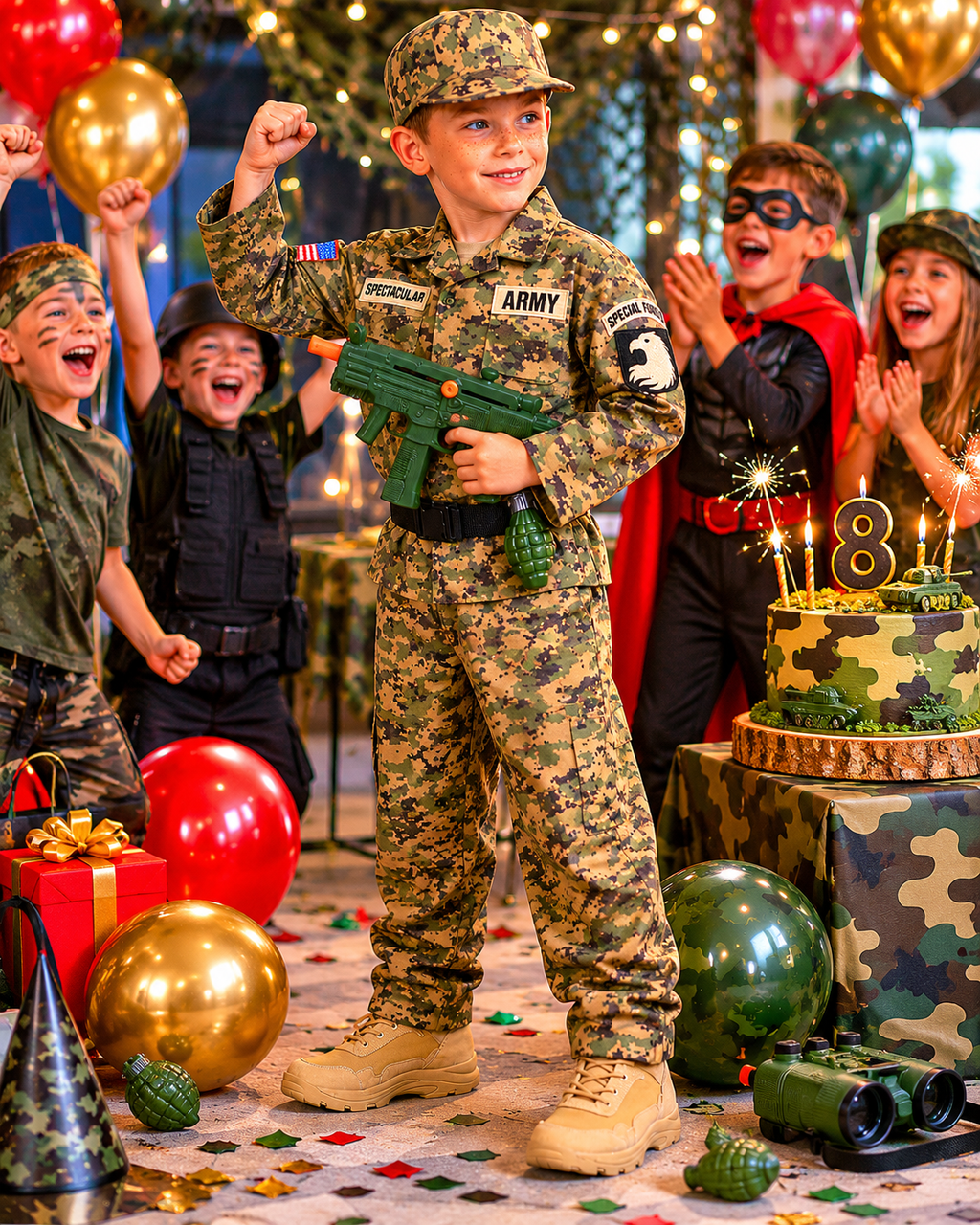 Kids Military Soldier Costume Set with Accessories