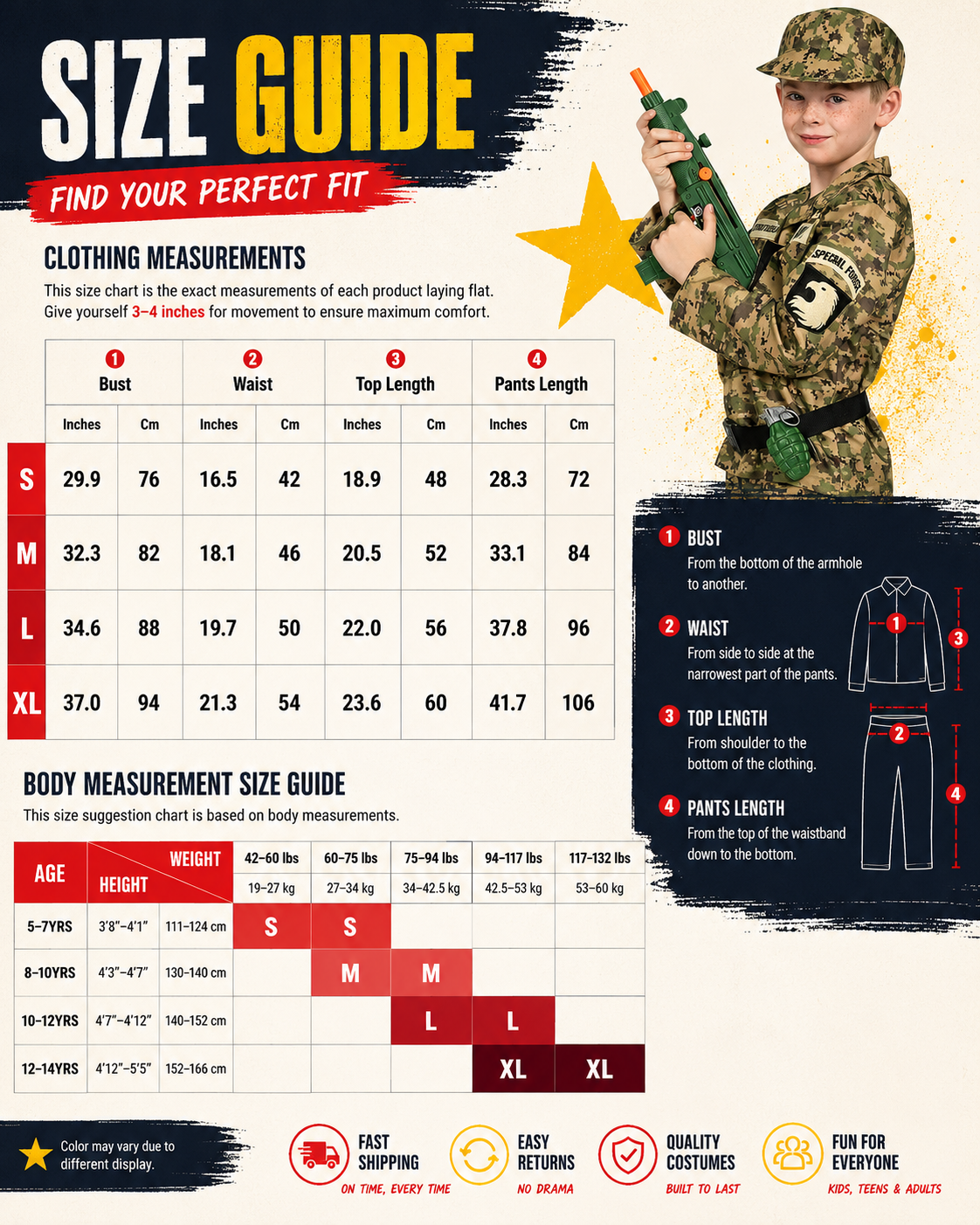 Kids Military Soldier Costume Set with Accessories