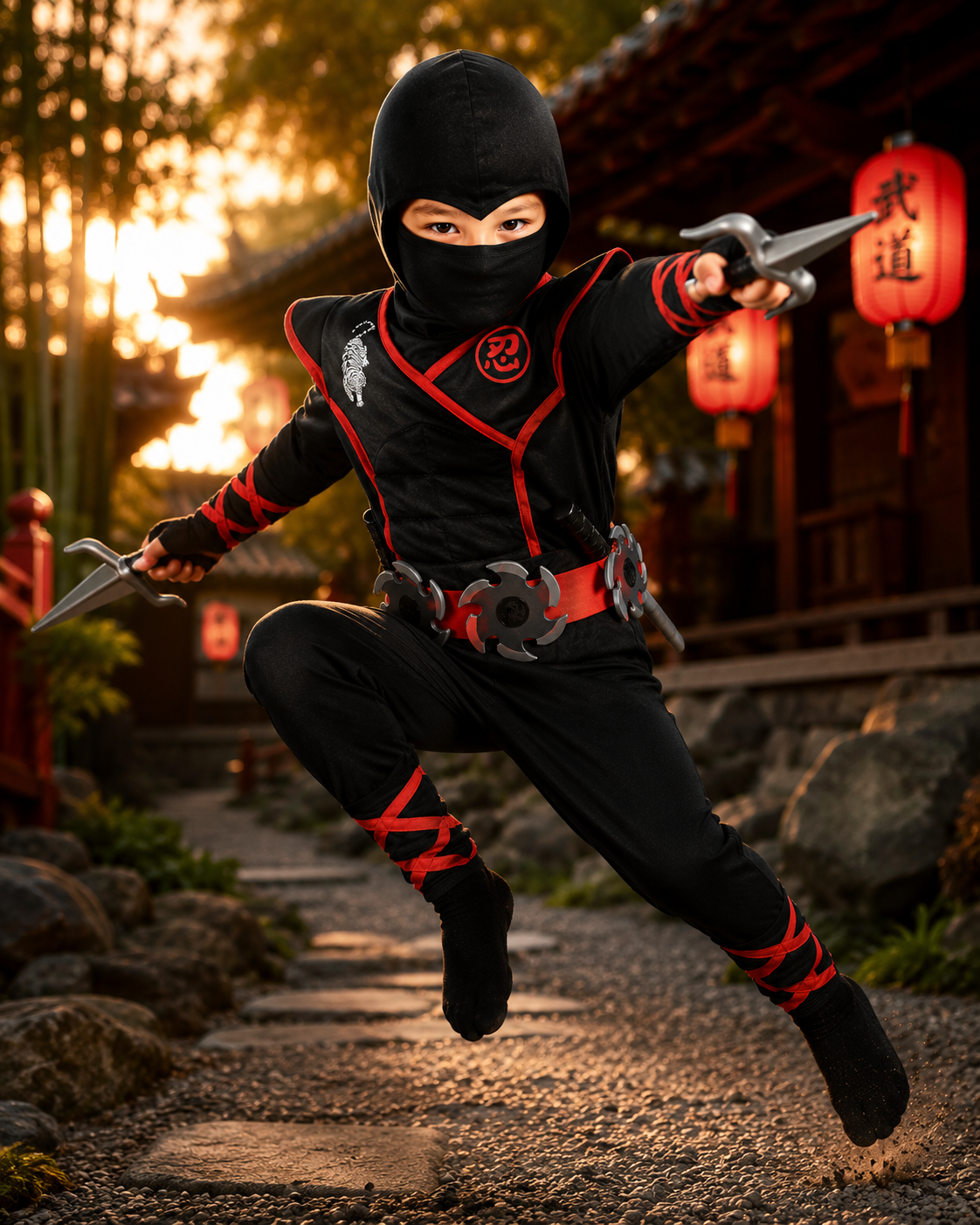 Kids ninja costume front view