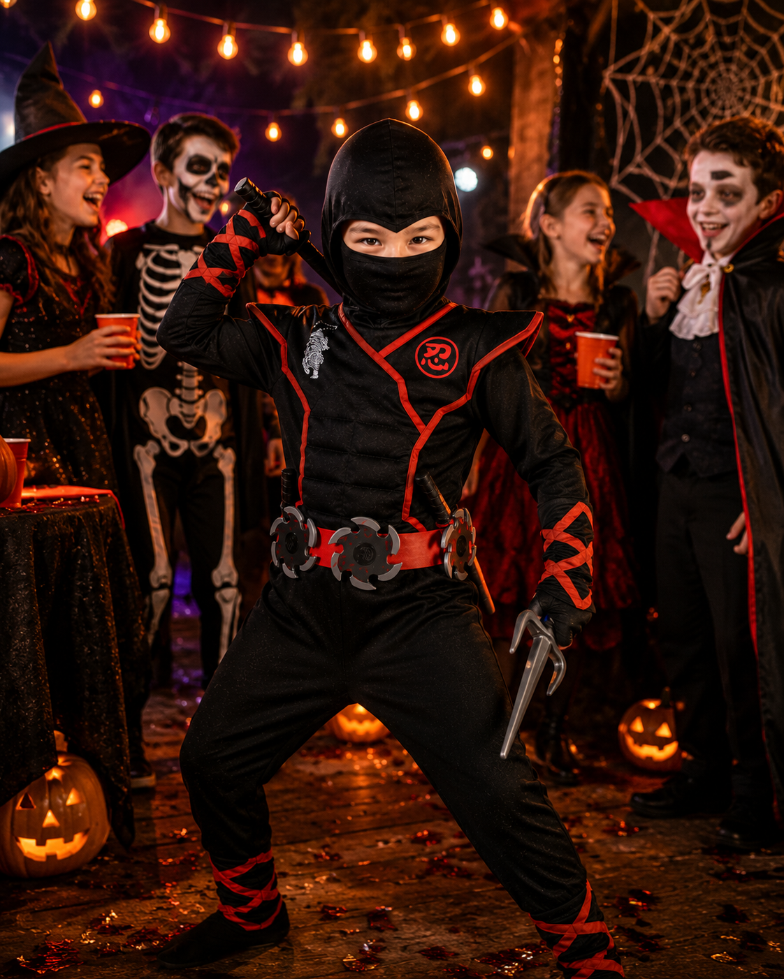 Kids ninja costume with foam accessories