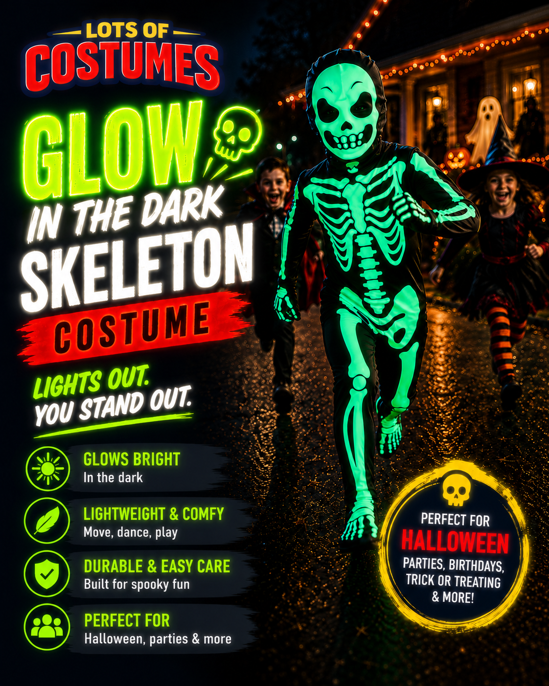 Kids skeleton costume size guide