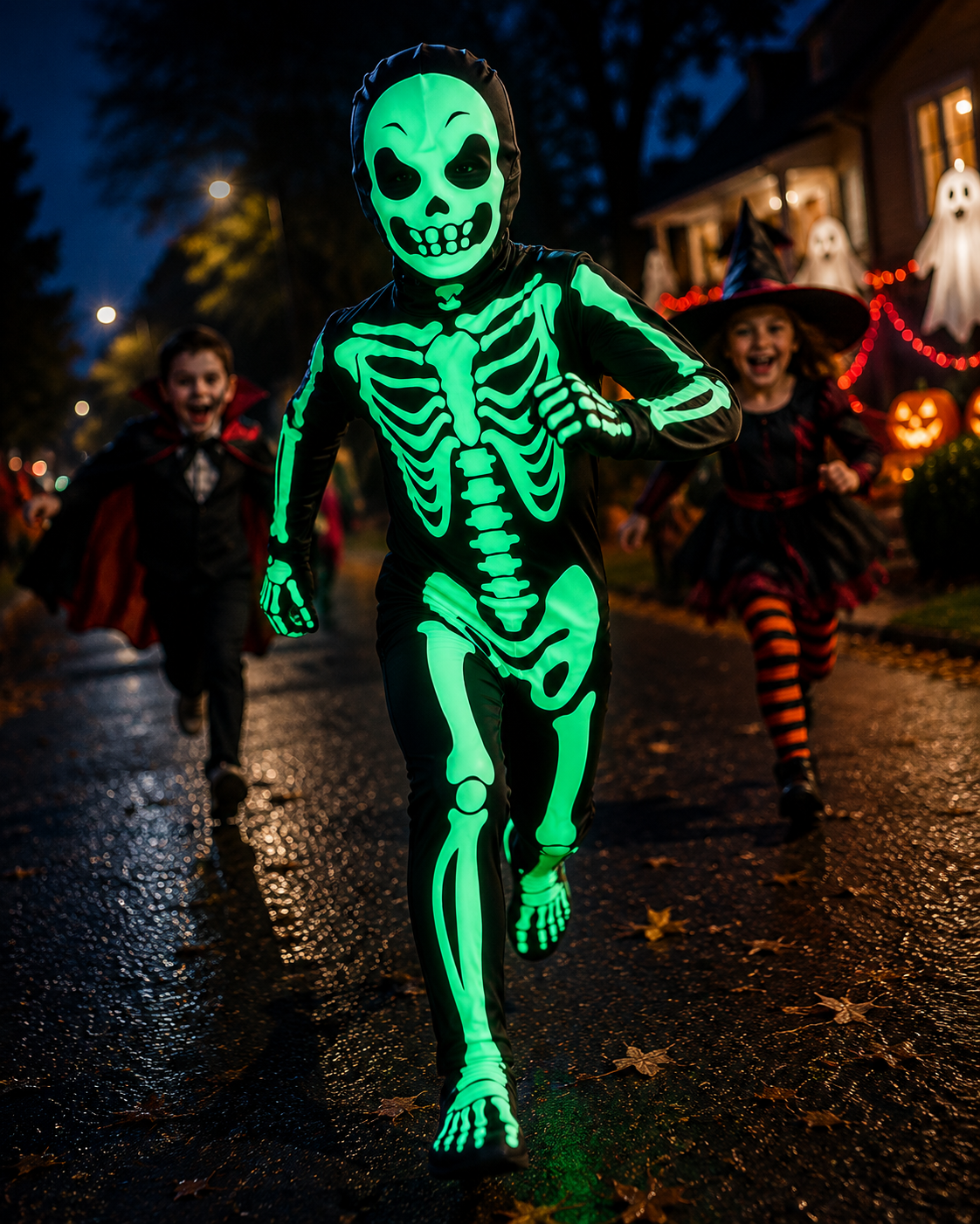 Kids skeleton costume back view