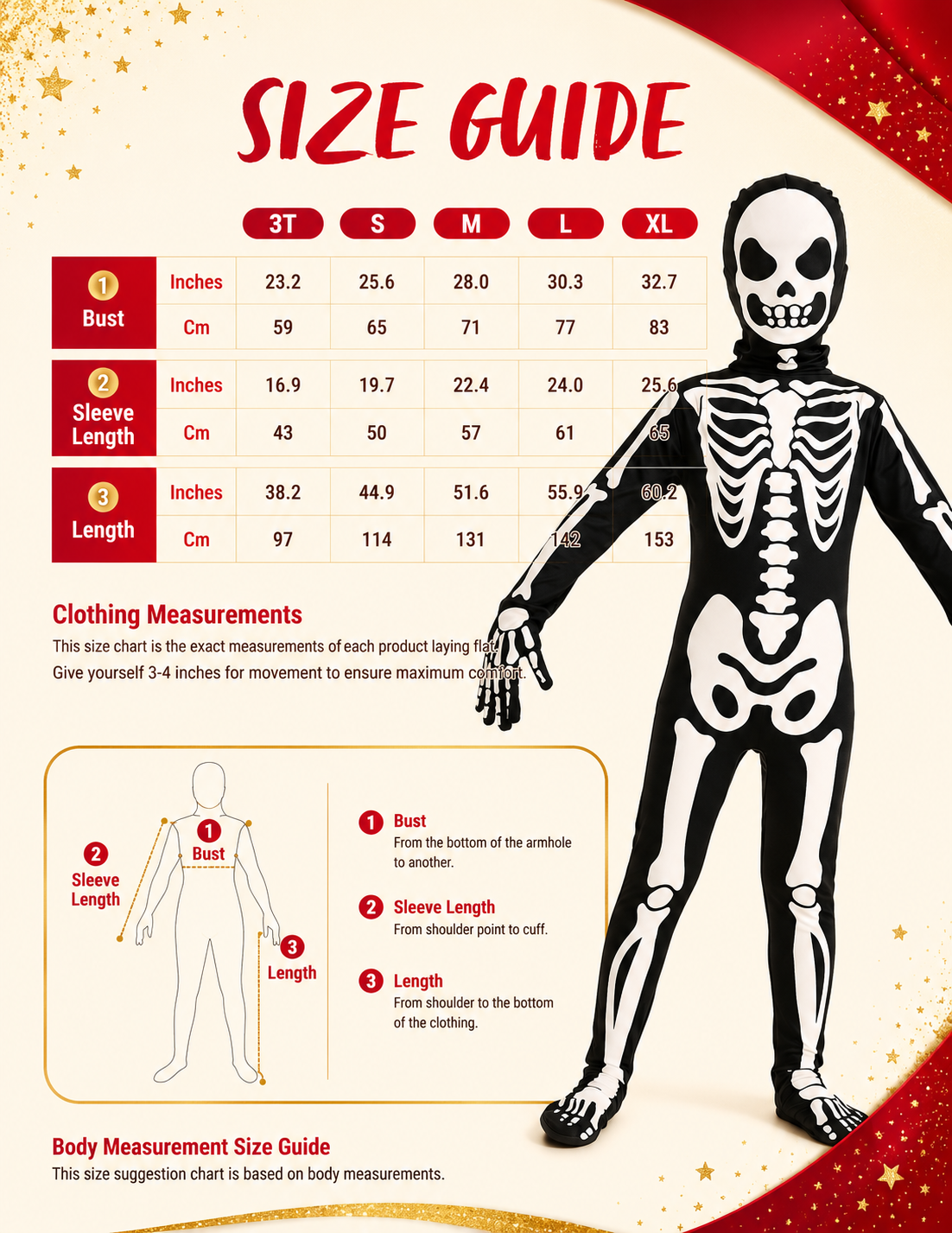 Kids black and white skeleton costume