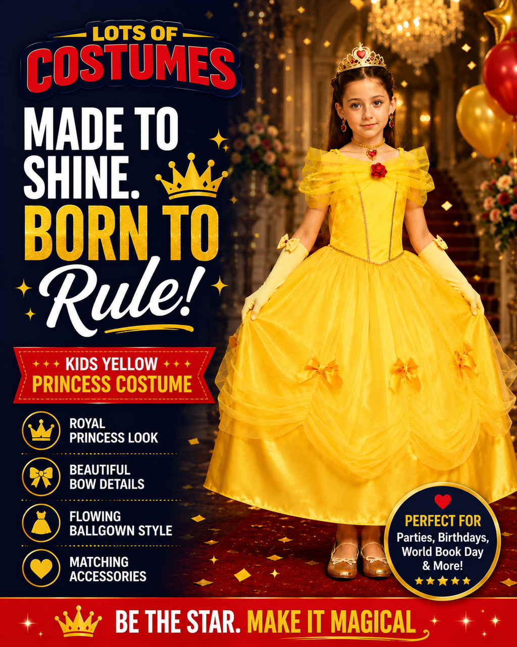Kids Yellow Princess Costume Set