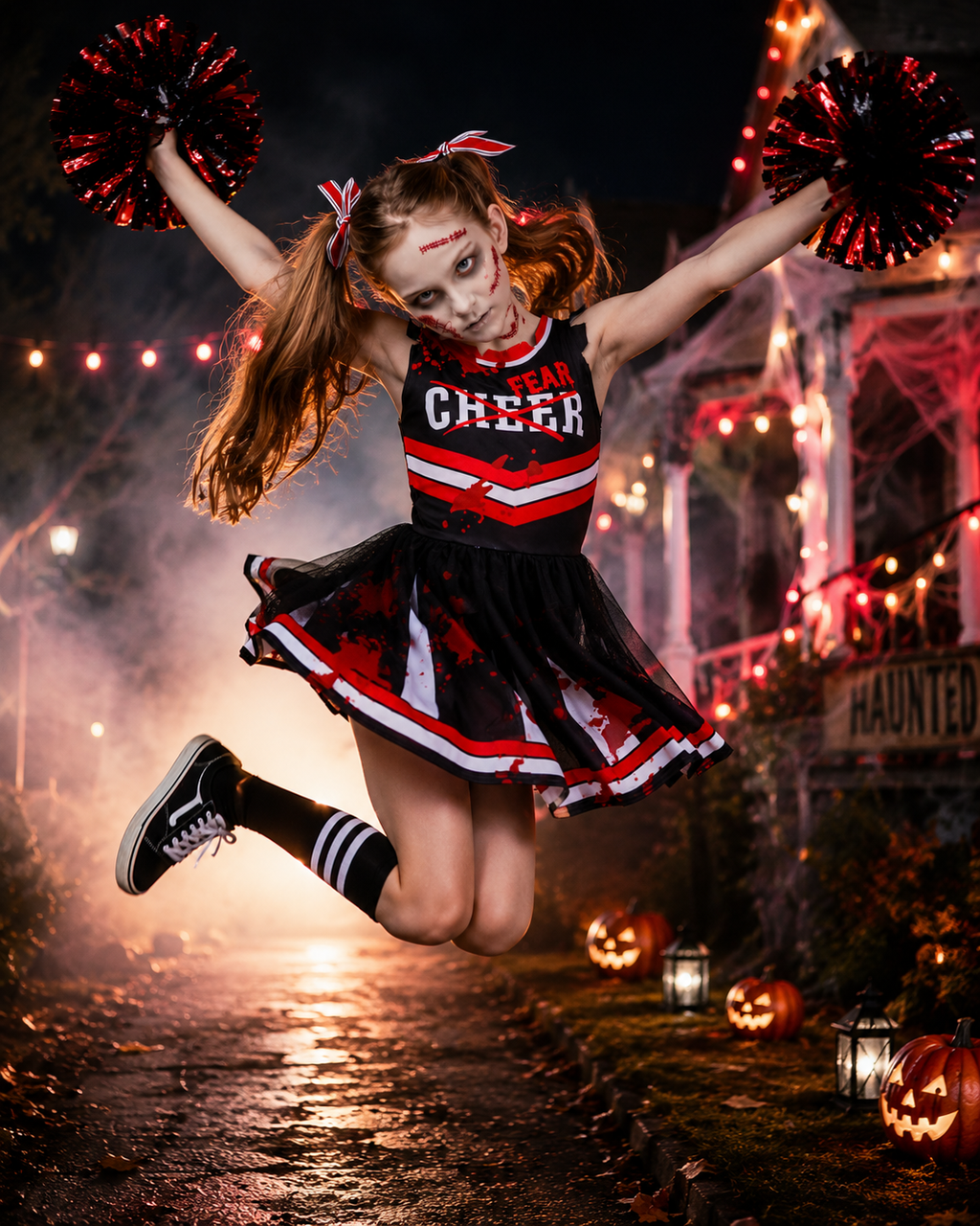 Kids zombie cheerleader dress costume