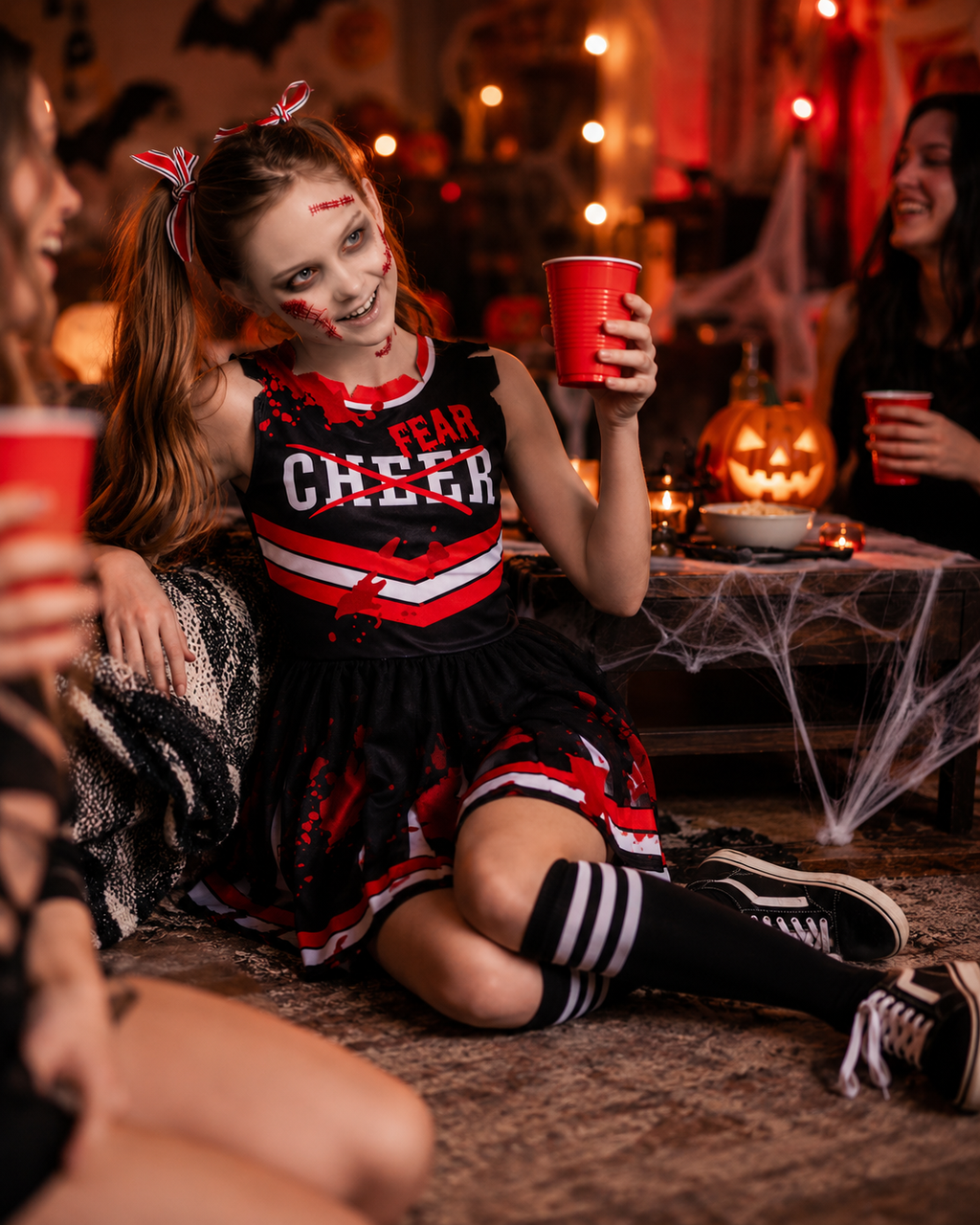Kids zombie cheerleader costume accessories