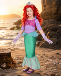 Kids light purple mermaid princess costume set