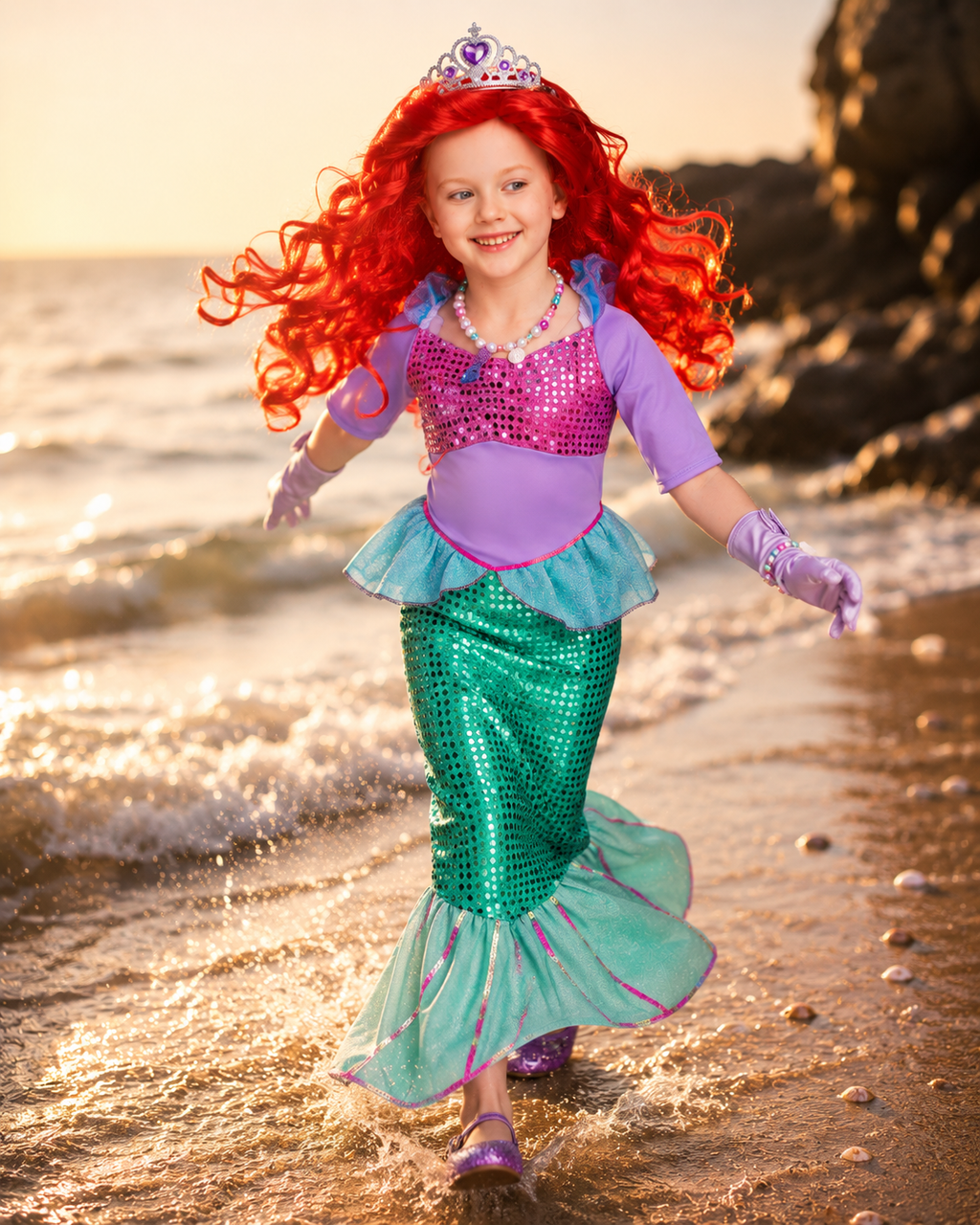 Kids light purple mermaid dress costume
