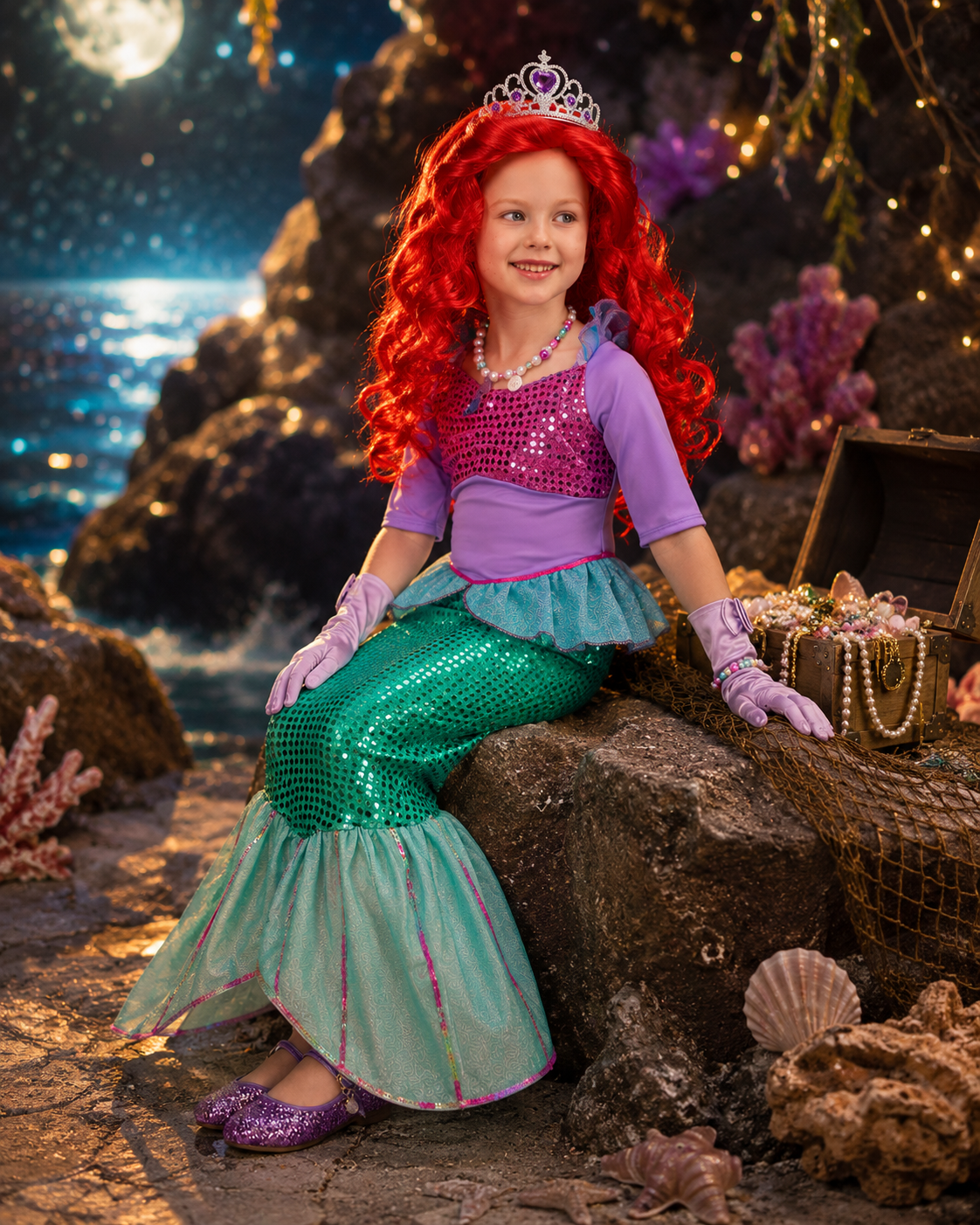 Kids mermaid princess costume front view