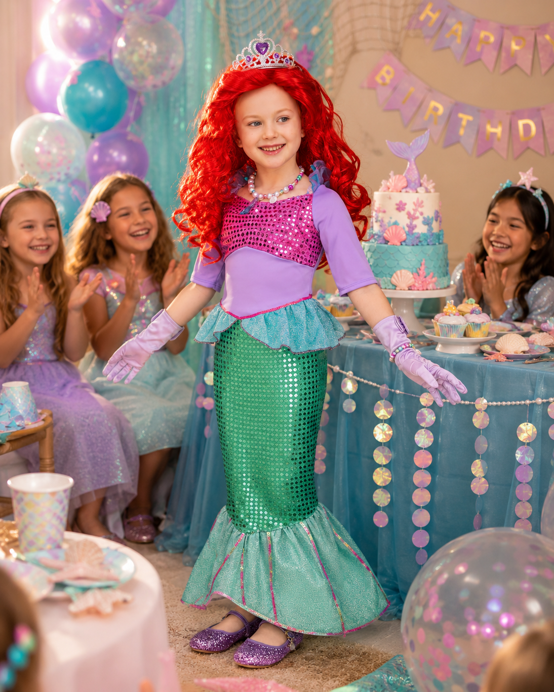 Kids mermaid princess dress and accessories