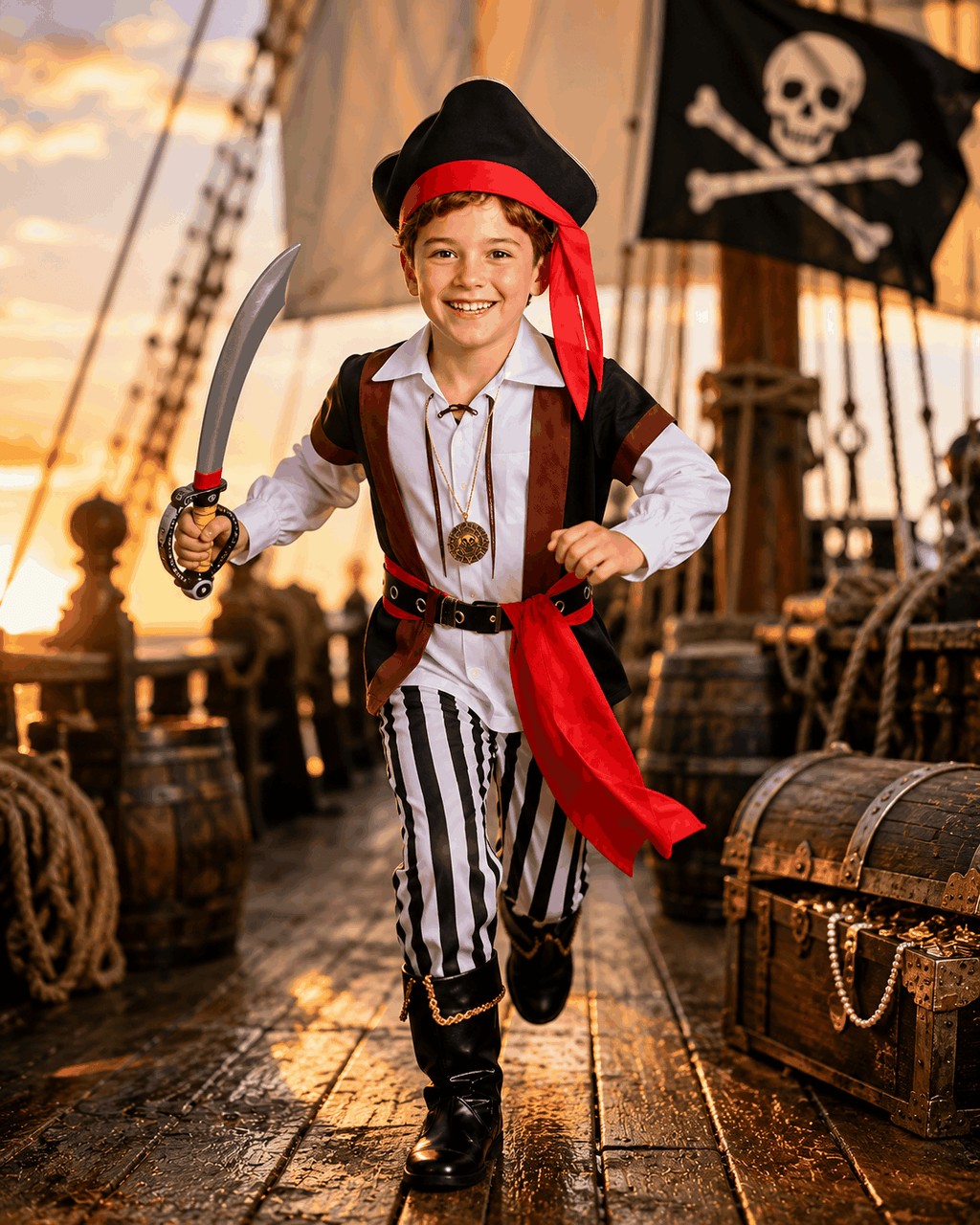 Kids pirate captain costume detail