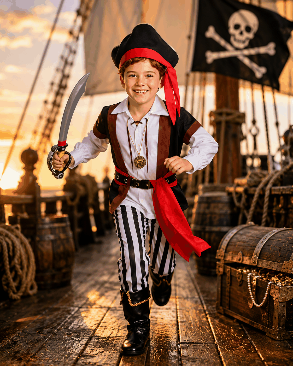 Kids pirate captain costume detail
