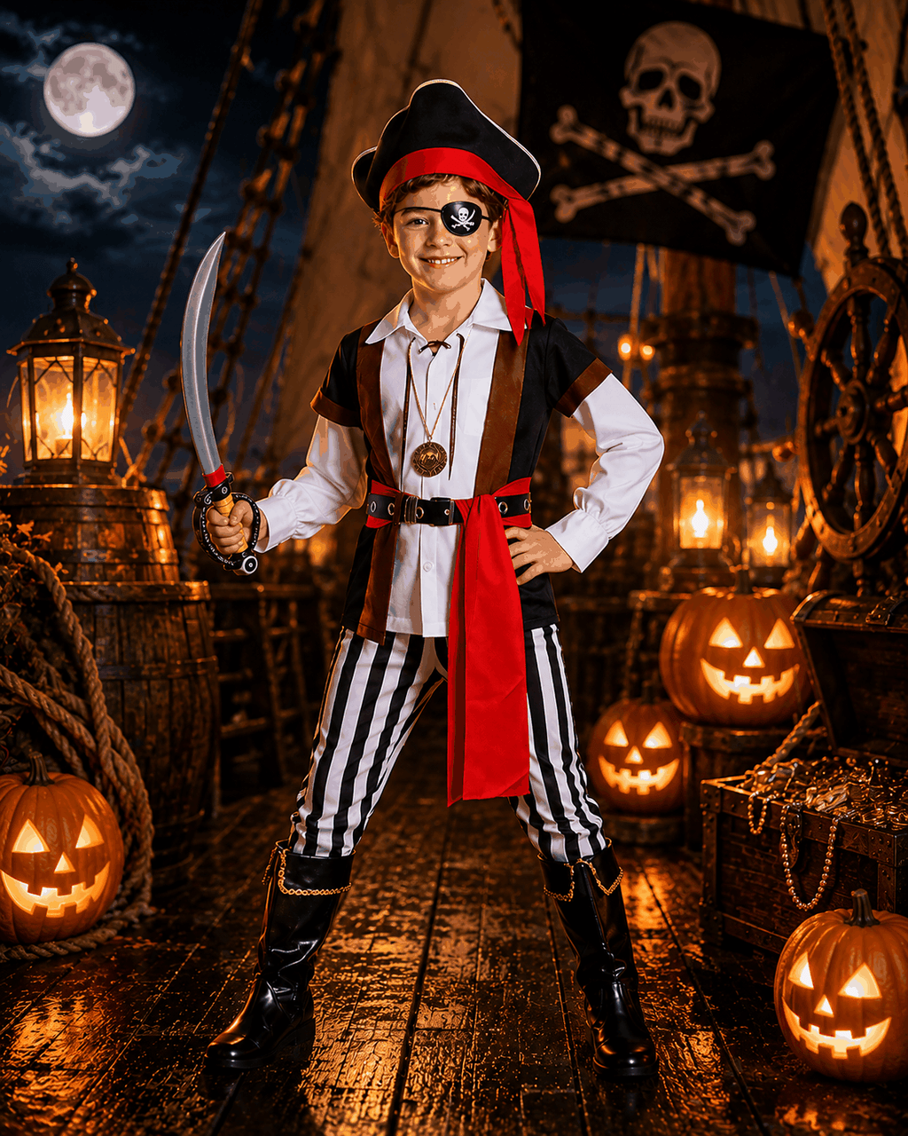 Kids pirate costume set with hat and eye patch